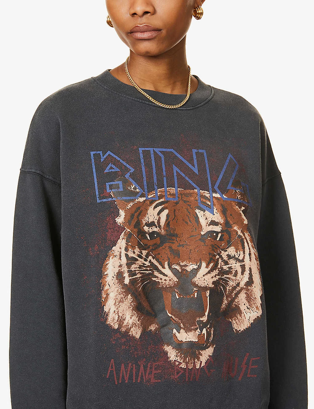 ANINE BING Tiger Graphic-print Cotton-jersey Sweatshirt - Image 5