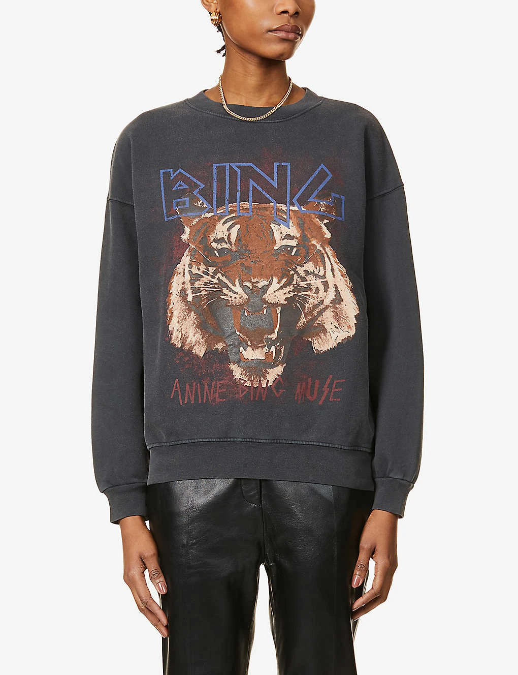 ANINE BING Tiger Graphic-print Cotton-jersey Sweatshirt - Image 2