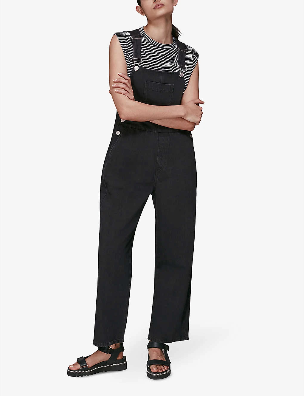 Whistles Leni Square-neck Denim Dungarees - Image 2