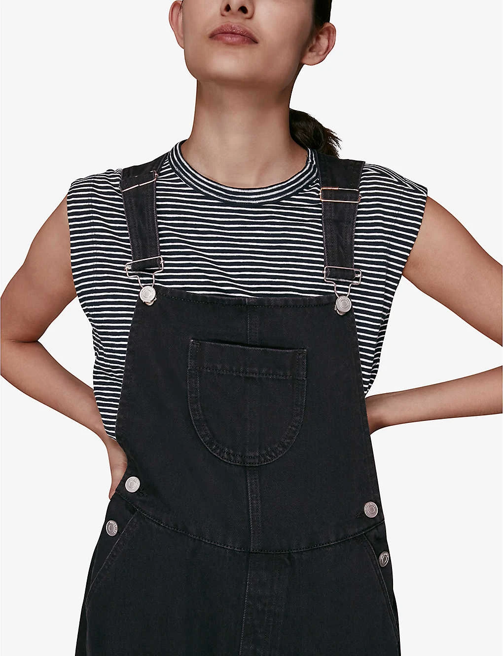 Whistles Leni Square-neck Denim Dungarees - Image 4