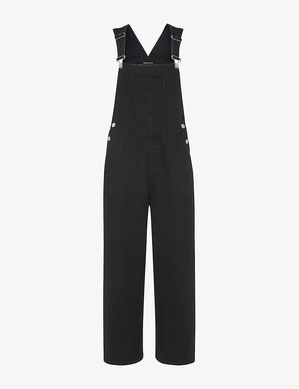Whistles Leni Square-neck Denim Dungarees