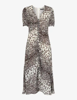 Whistles Jaguar Animal-print Woven Midi Dress
