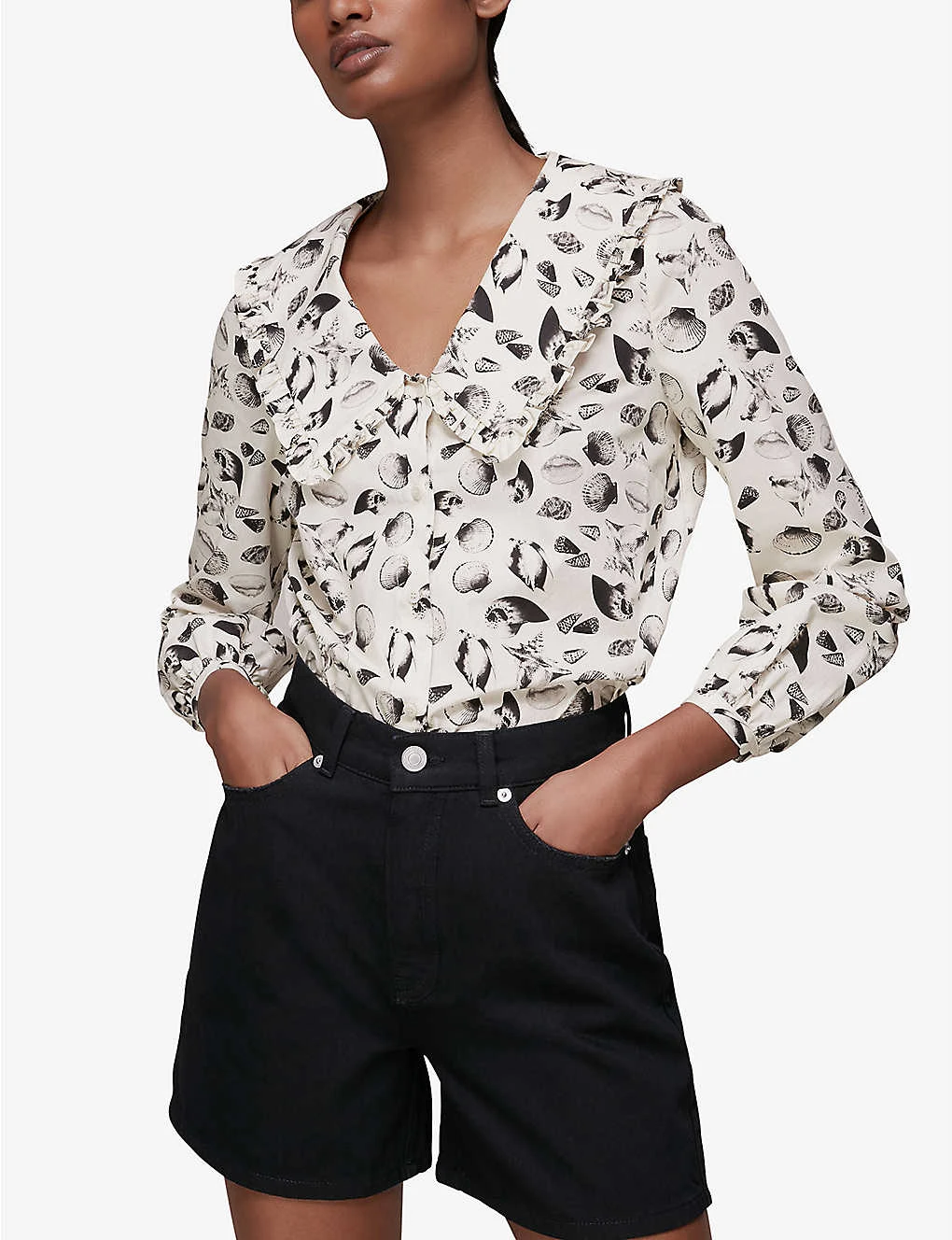 Whistles Authentic High-rise Organic-cotton Denim Shorts - Image 4