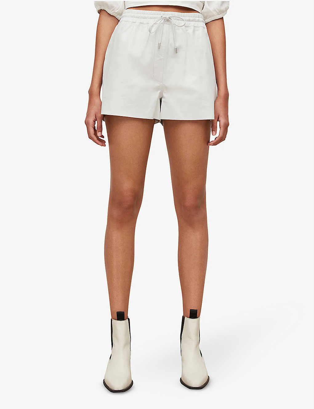 AllSaints Shana Elasticated Leather Shorts - Image 3