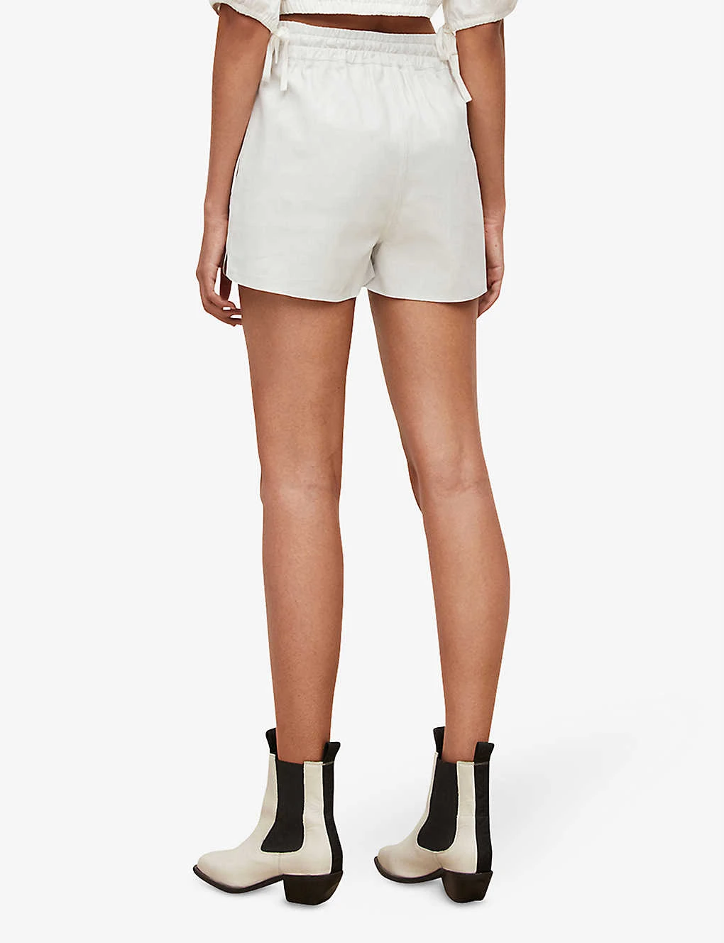 AllSaints Shana Elasticated Leather Shorts - Image 4