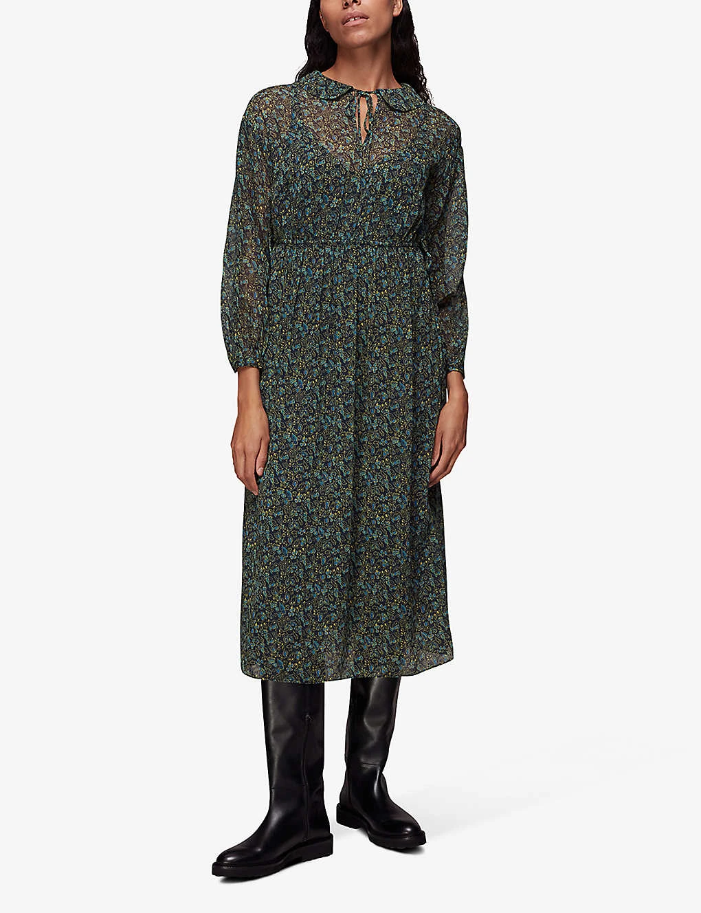 Whistles Stitch-detail Floral-print Recycled-polyester Midi Dress - Image 2