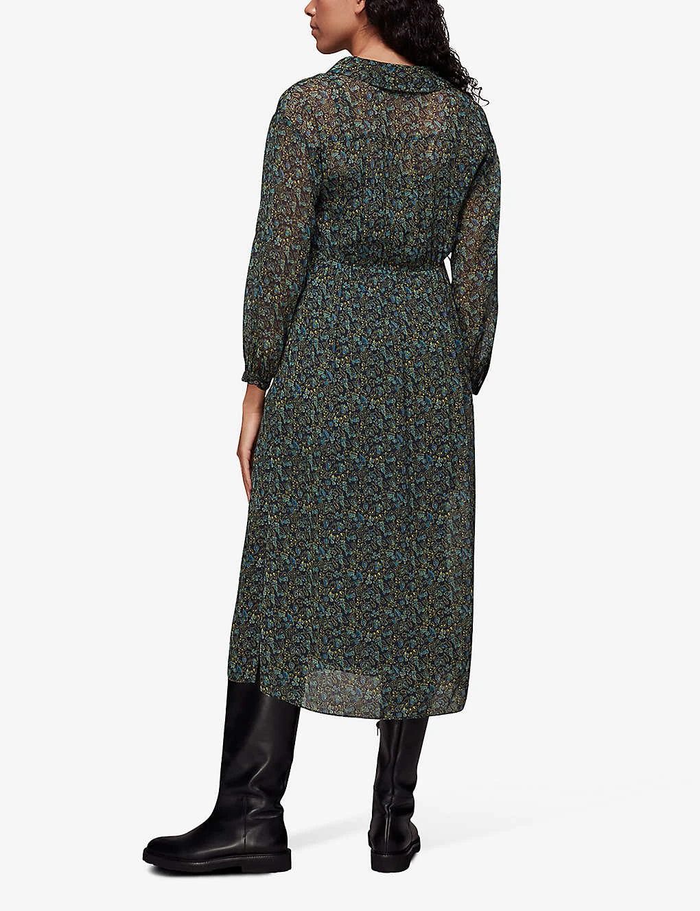 Whistles Stitch-detail Floral-print Recycled-polyester Midi Dress - Image 4