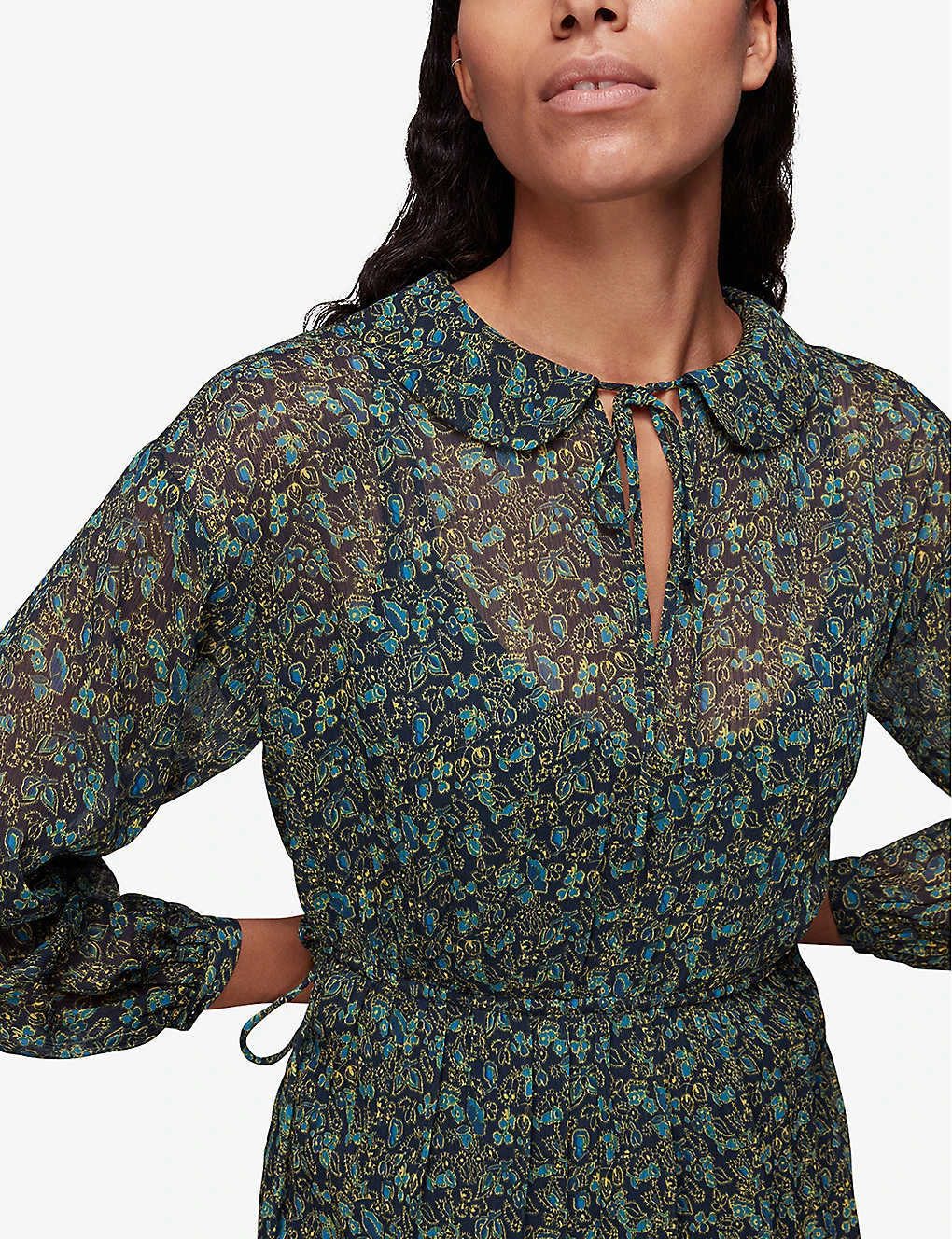 Whistles Stitch-detail Floral-print Recycled-polyester Midi Dress - Image 5