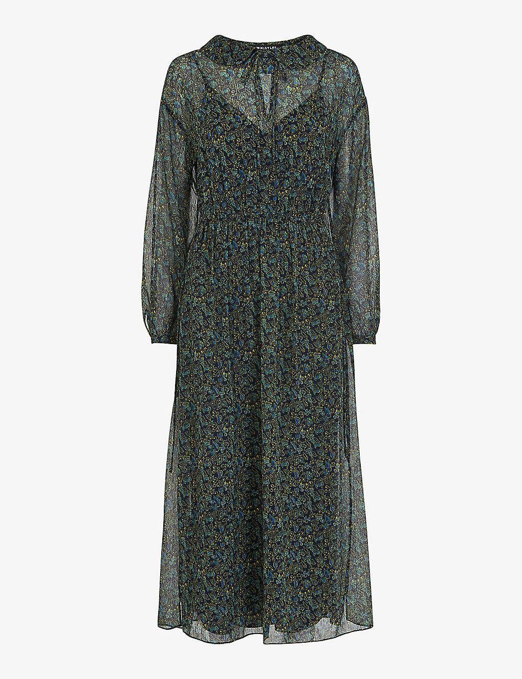 Whistles Stitch-detail Floral-print Recycled-polyester Midi Dress
