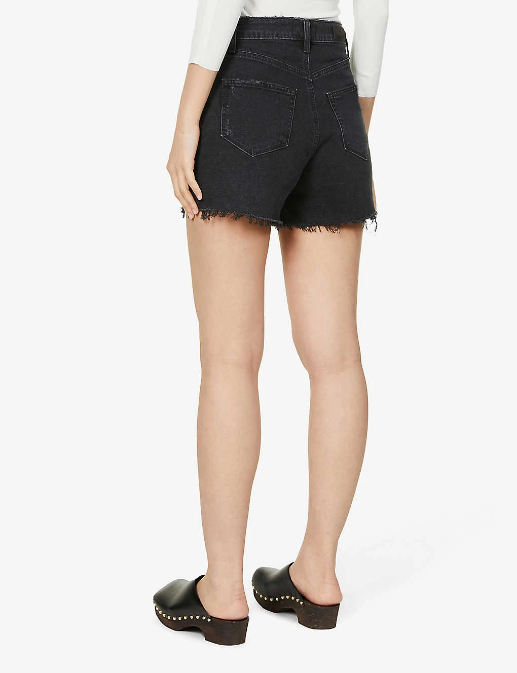 Paige Dani Distressed High-rise Stretch-denim Shorts - Image 4