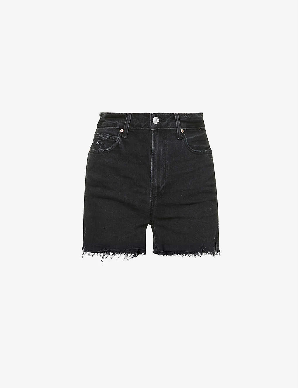 Paige Dani Distressed High-rise Stretch-denim Shorts