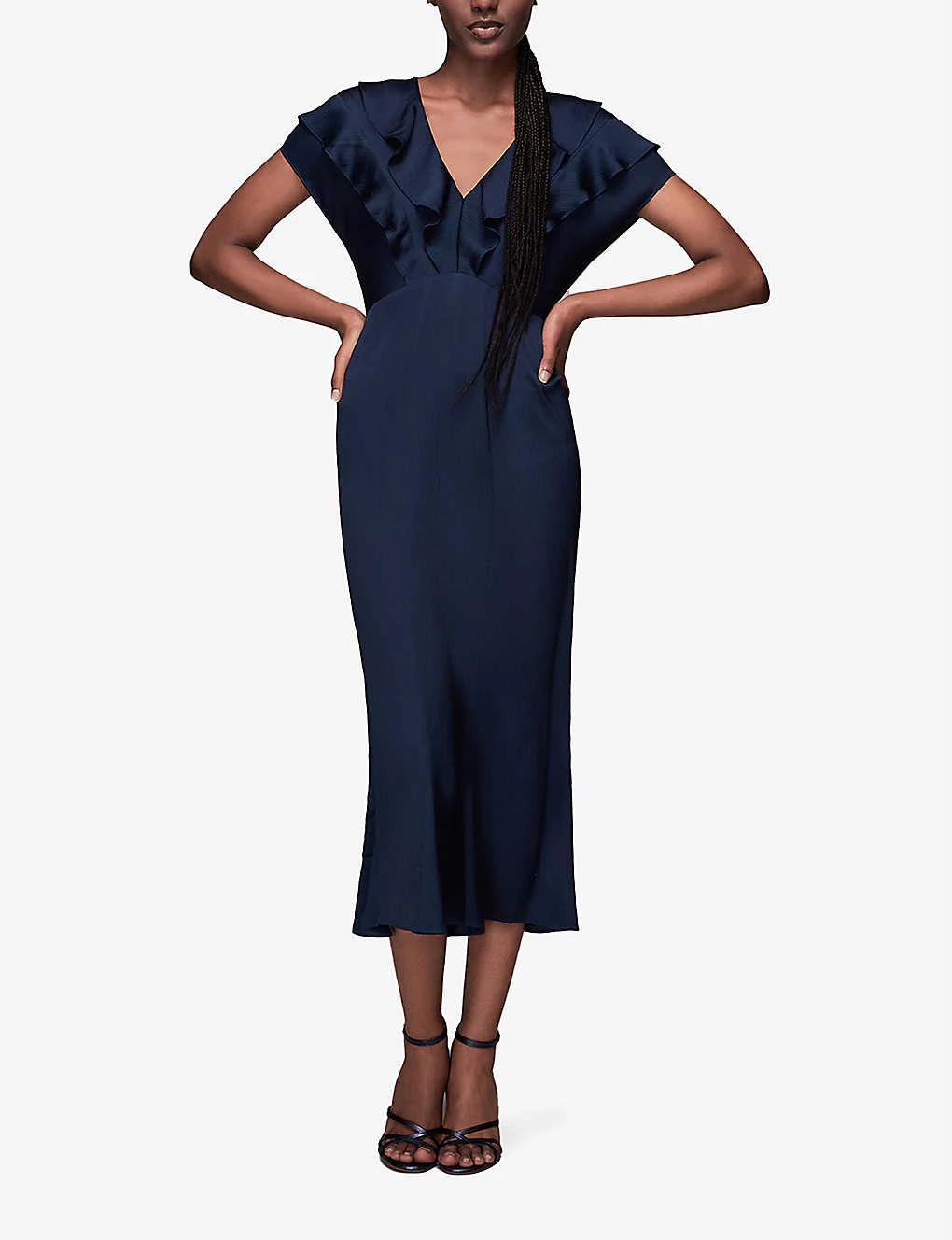 Whistles Adeline Frilled-trim Woven Midi Dress - Image 2