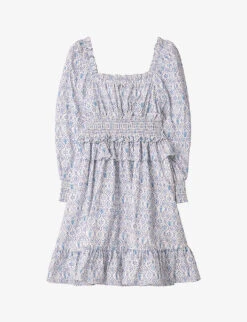 By Malina Rafaella Coral-print Cotton Mini Dress