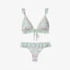 By Malina Elena Shell-print Stretch Recycled-nylon Bikini Top