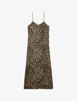 THE KOOPLES Leopard-print Silk Slip Midi Dress