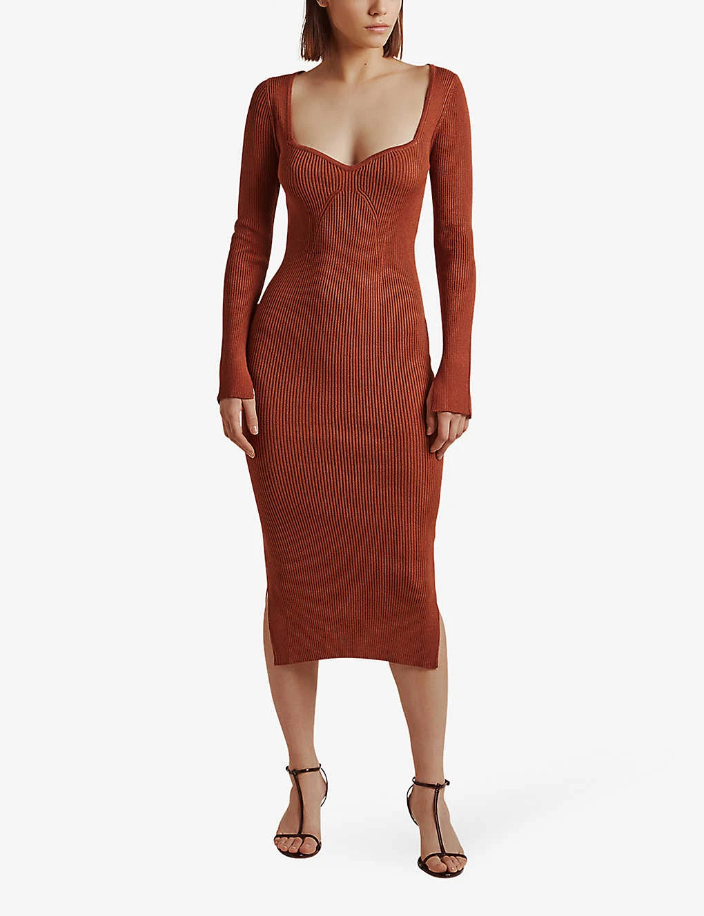 By Malina Tulip Ribbed Knitted Midi Dress - Image 2