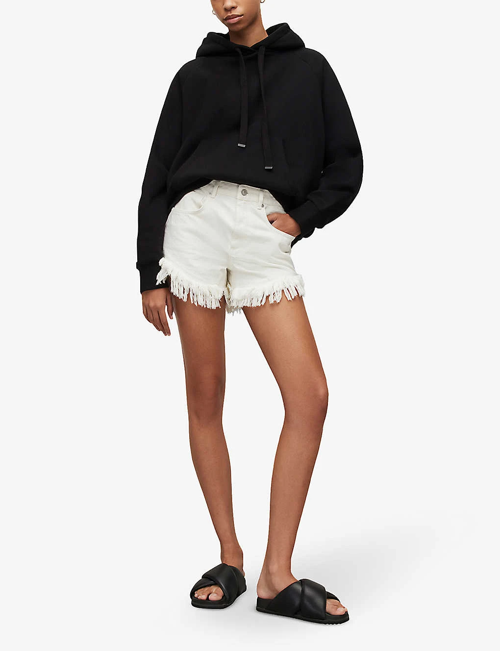 AllSaints Talon Hotfix Embellished Organic-cotton-blend Hoody - Image 2