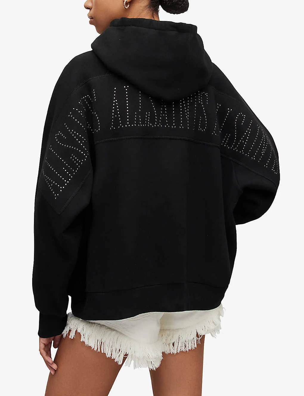 AllSaints Talon Hotfix Embellished Organic-cotton-blend Hoody - Image 4