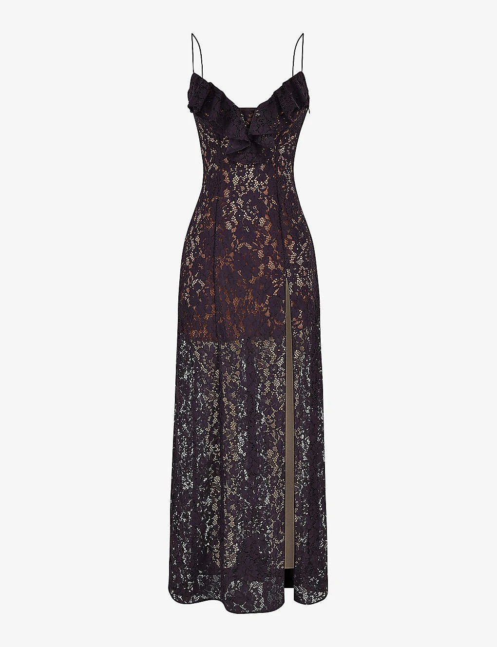 Malia Ruffle-trim Lace Maxi Dress