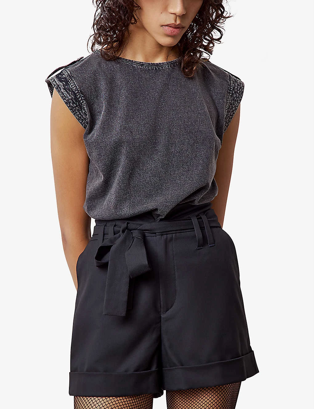 Ikks Belted High-waisted Stretch-woven Shorts - Image 3