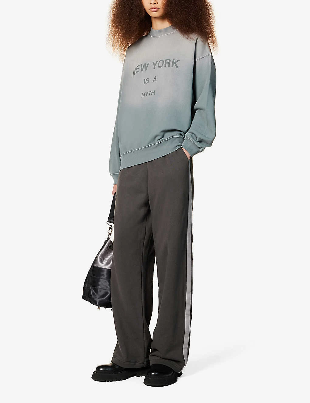 ANINE BING Jaci Faded-wash Organic-cotton Sweatshirt - Image 2