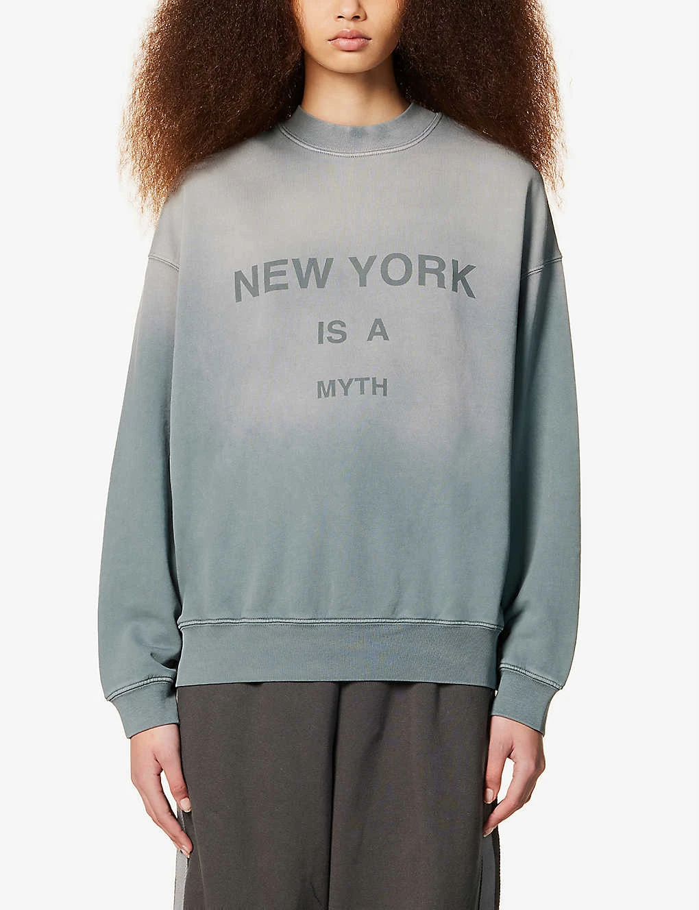 ANINE BING Jaci Faded-wash Organic-cotton Sweatshirt - Image 3