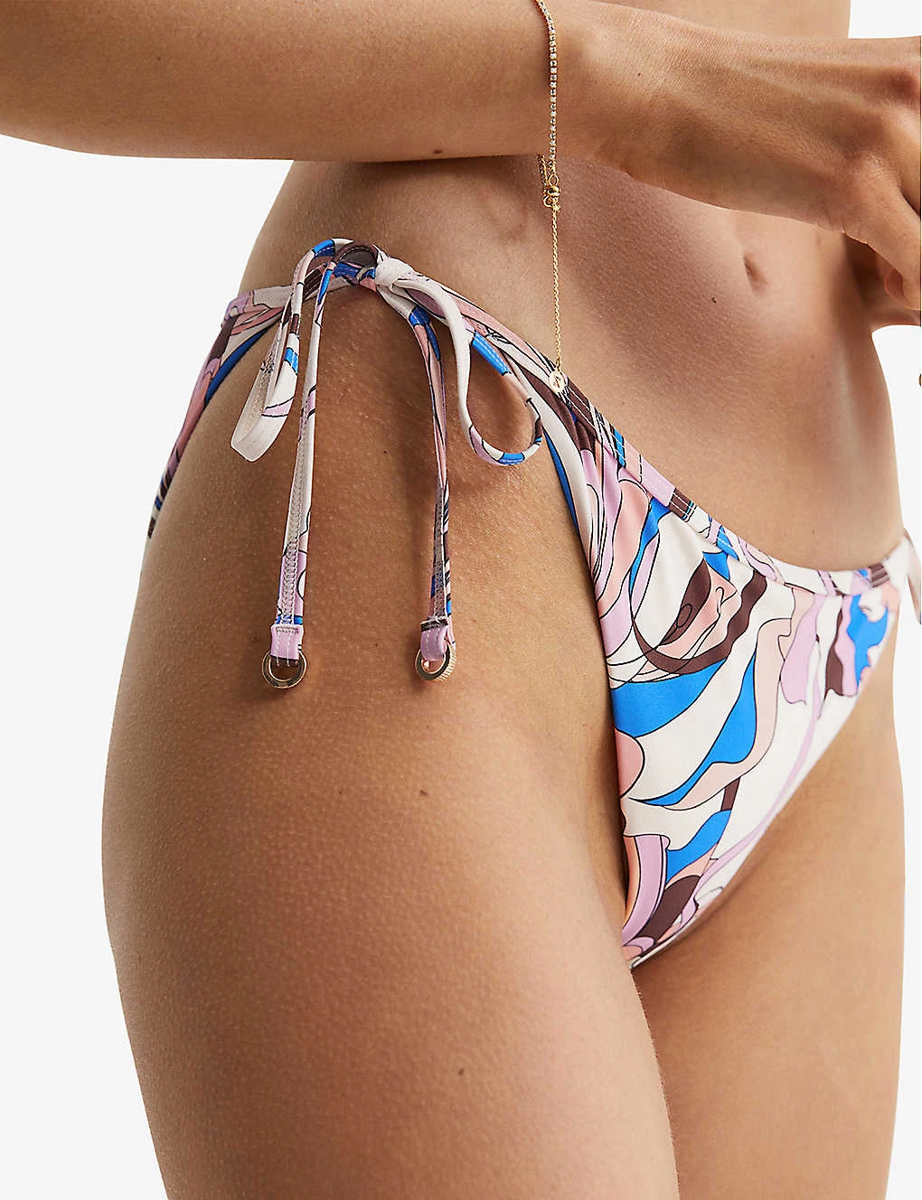 Reiss Thia Triangle Graphic-print Stretch Recycled-nylon Bikini Bottoms - Image 5