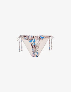 Reiss Thia Triangle Graphic-print Stretch Recycled-nylon Bikini Bottoms