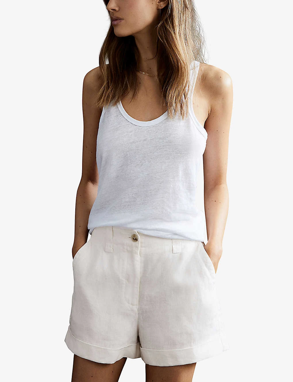 Reiss Demi Patch-pocket Linen Shorts - Image 3