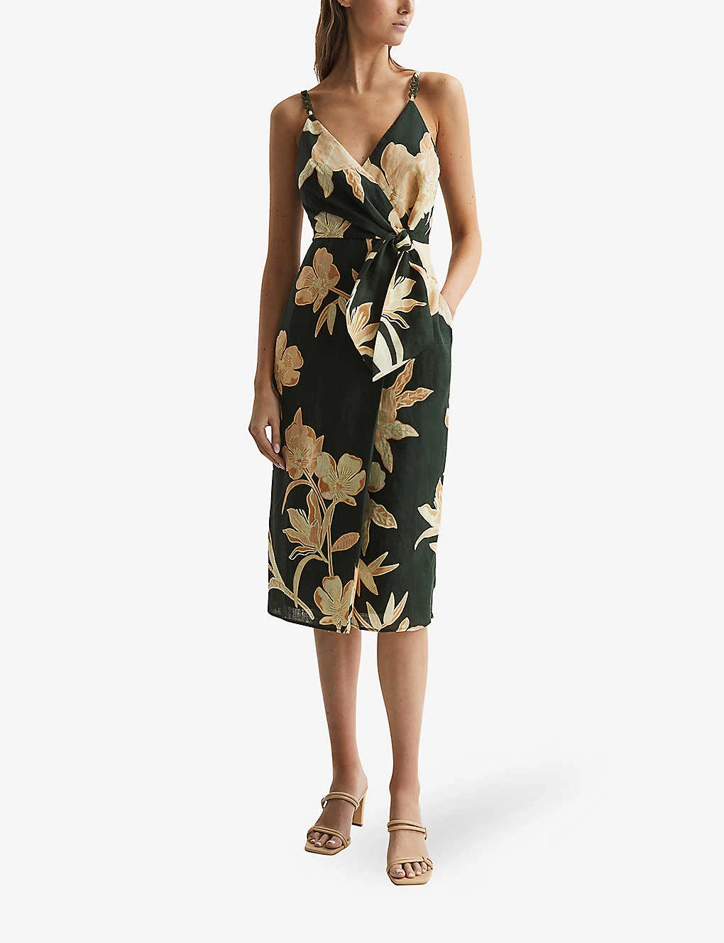 Reiss Alice Floral-print Linen Midi Dress - Image 2