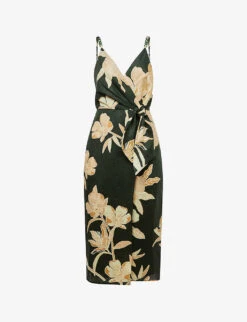 Reiss Alice Floral-print Linen Midi Dress