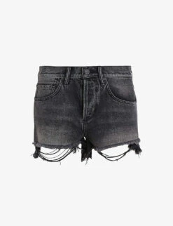 AllSaints Heidi High-rise Distressed-hem Denim Shorts