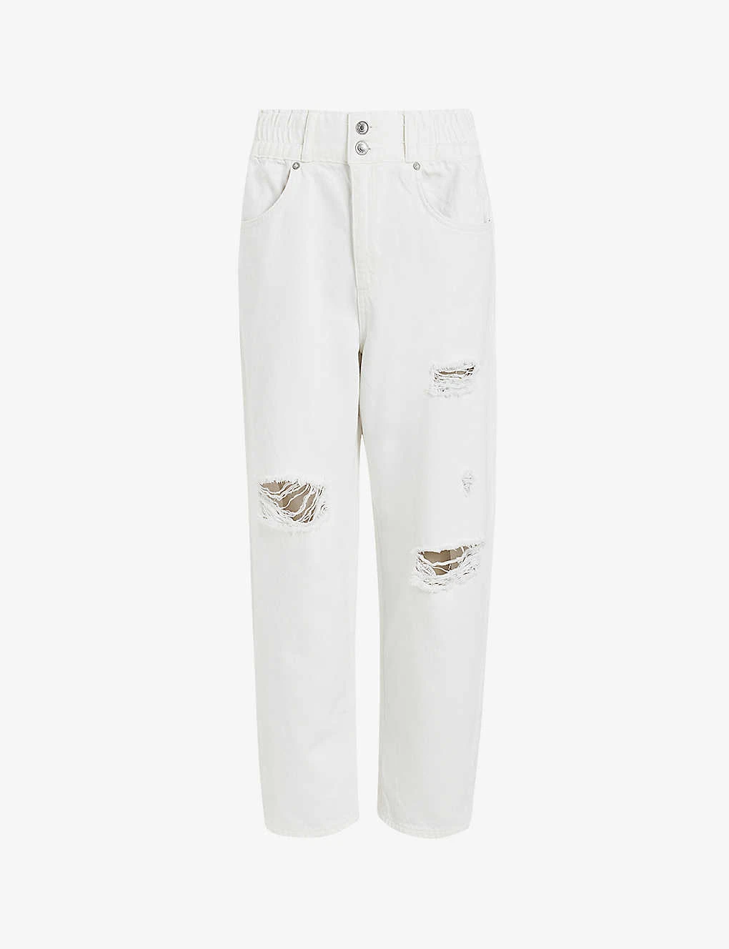 AllSaints Hailey Destroy High-rise Tapered-leg Organic-cotton Jeans