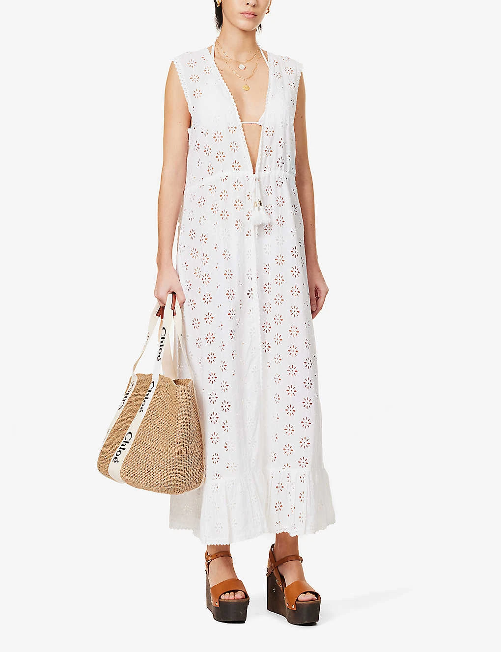Melissa Odabash Tessa V-neck Cotton Kaftan - Image 2