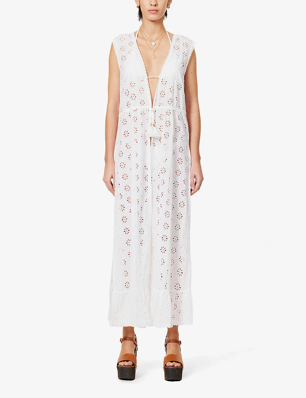 Melissa Odabash Tessa V-neck Cotton Kaftan - Image 3