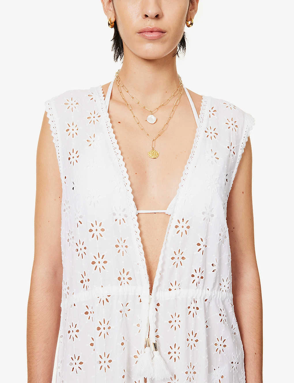 Melissa Odabash Tessa V-neck Cotton Kaftan - Image 5