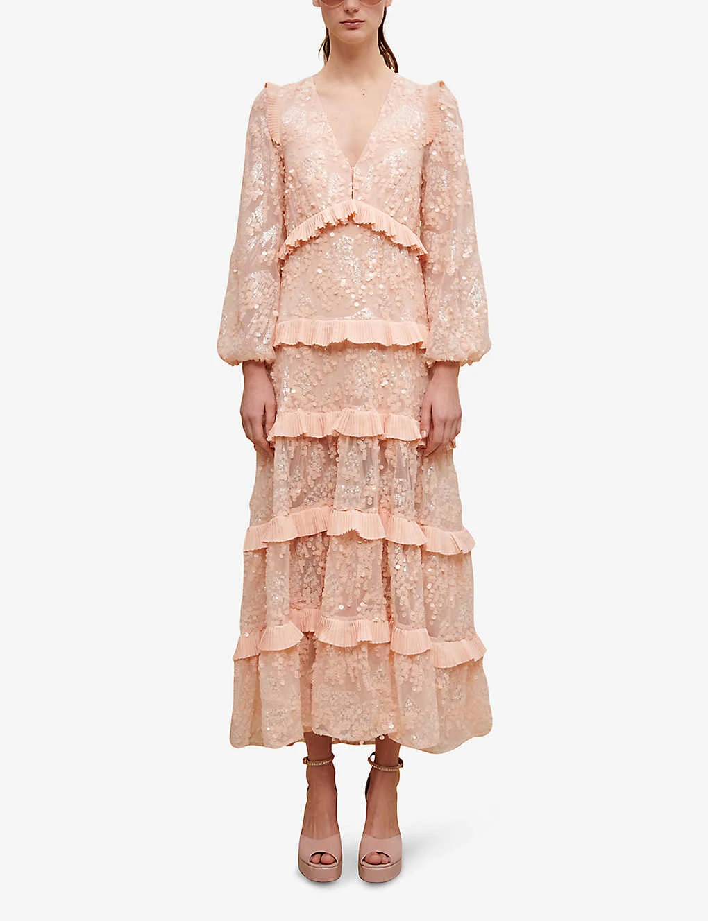 Maje Ruffled Sequin-embellished Maxi Dress - Image 2