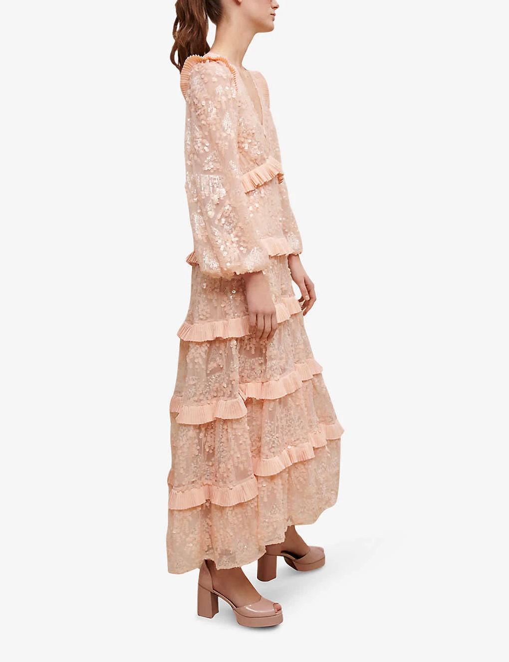 Maje Ruffled Sequin-embellished Maxi Dress - Image 3