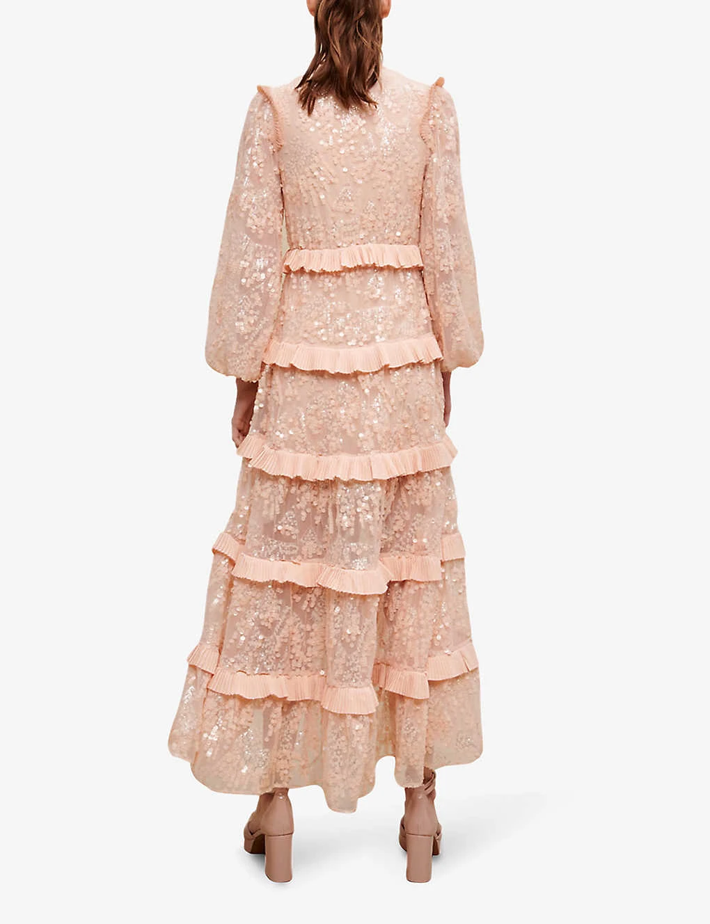 Maje Ruffled Sequin-embellished Maxi Dress - Image 4