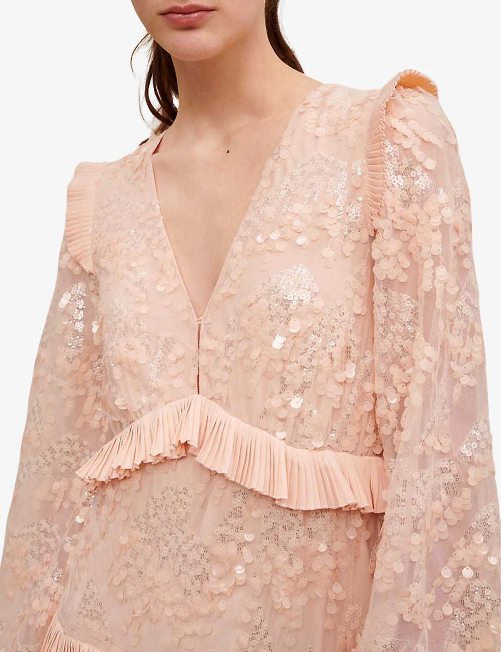 Maje Ruffled Sequin-embellished Maxi Dress - Image 5