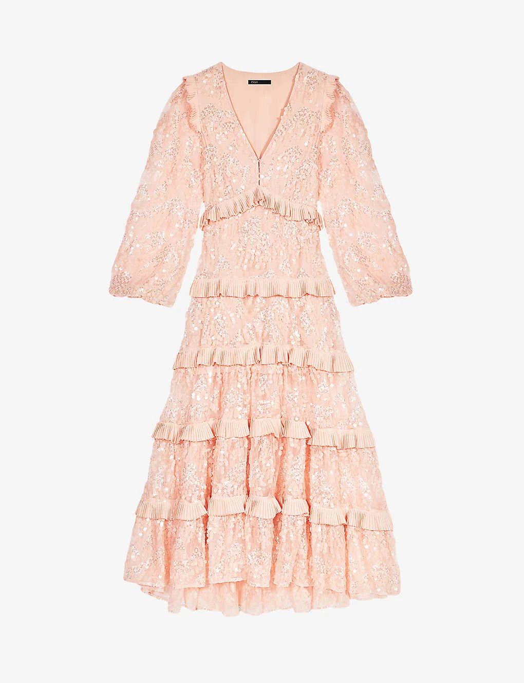 Maje Ruffled Sequin-embellished Maxi Dress