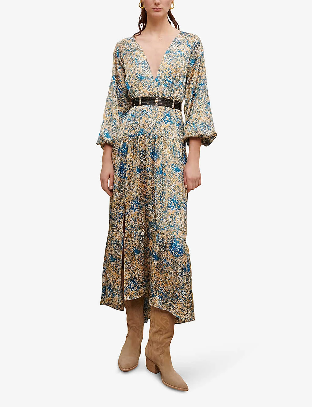 Maje Abstract-print Woven Midi Dress - Image 2