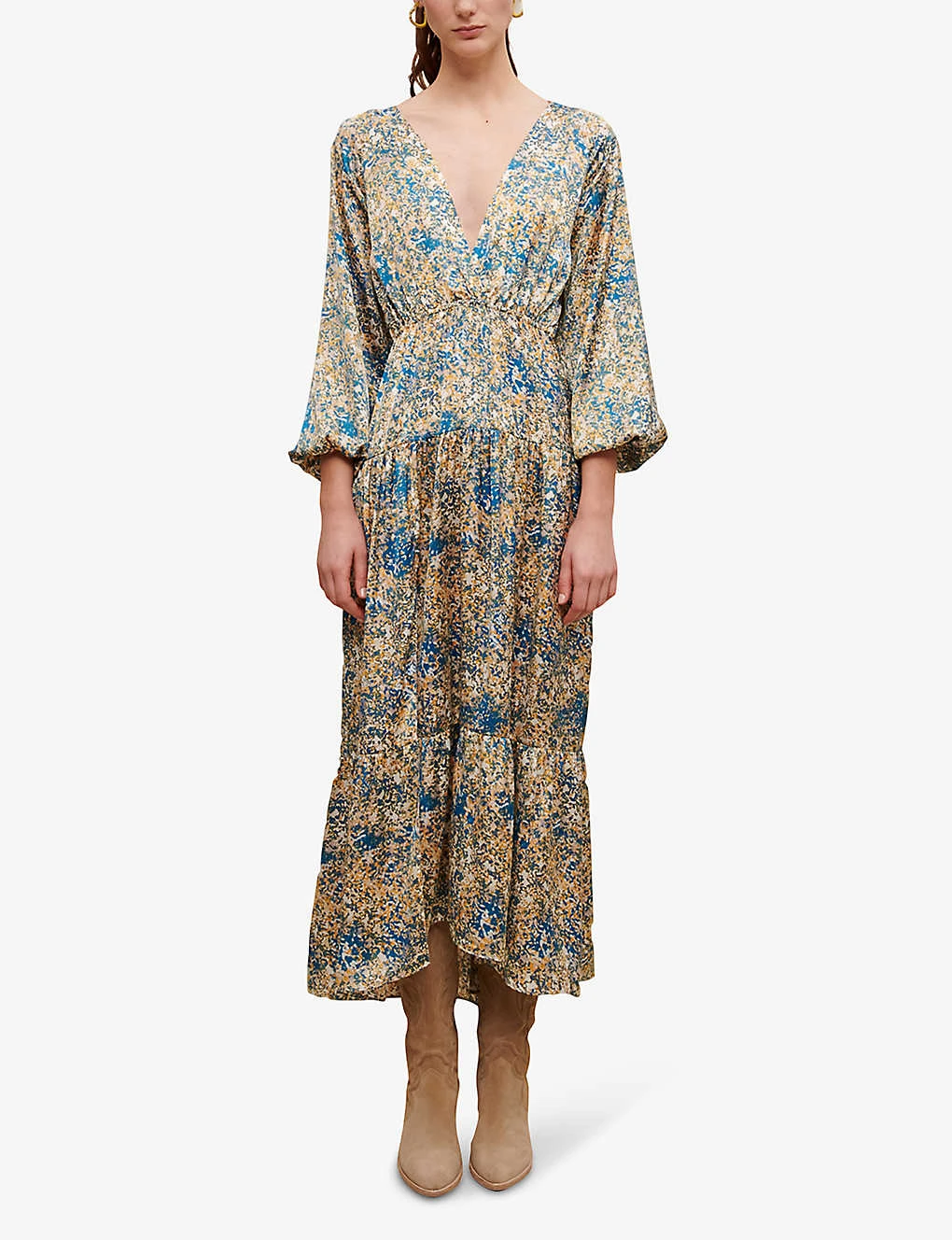 Maje Abstract-print Woven Midi Dress - Image 3