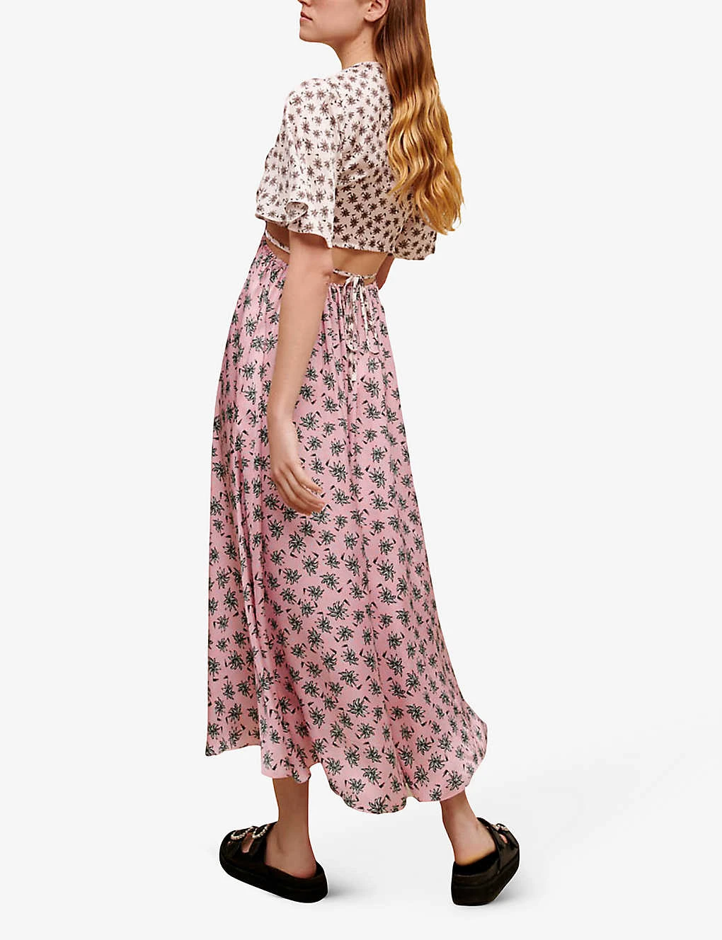 Maje Ralmier Palm-tree Print Woven Midi Dress - Image 4