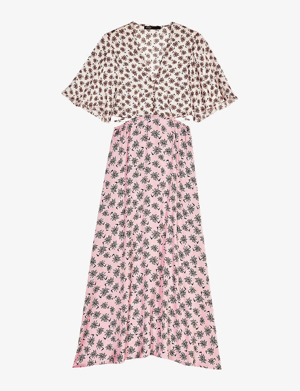 Maje Ralmier Palm-tree Print Woven Midi Dress