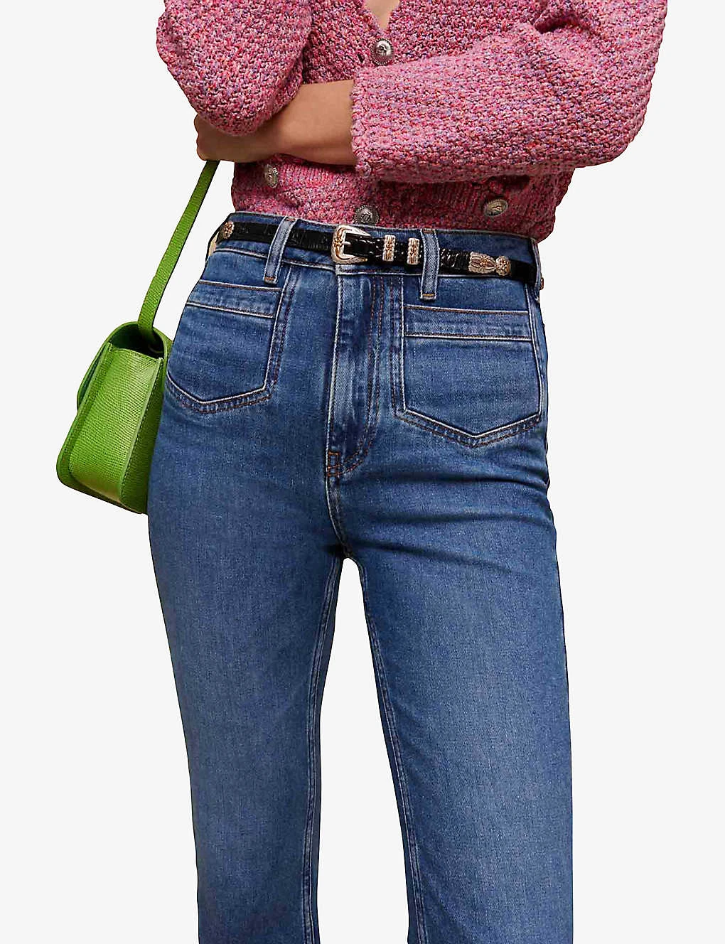 Maje Papala Straight-leg Cropped Stretch-denim Jeans - Image 5