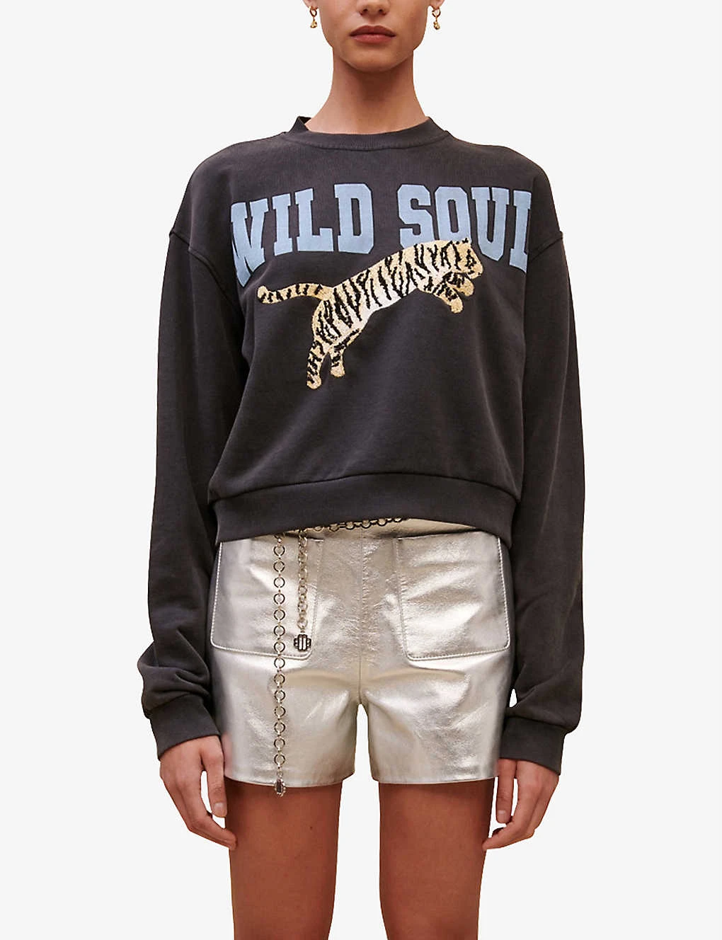 Maje Wild Soul Tiger-print Cotton-jersey Sweatshirt - Image 3