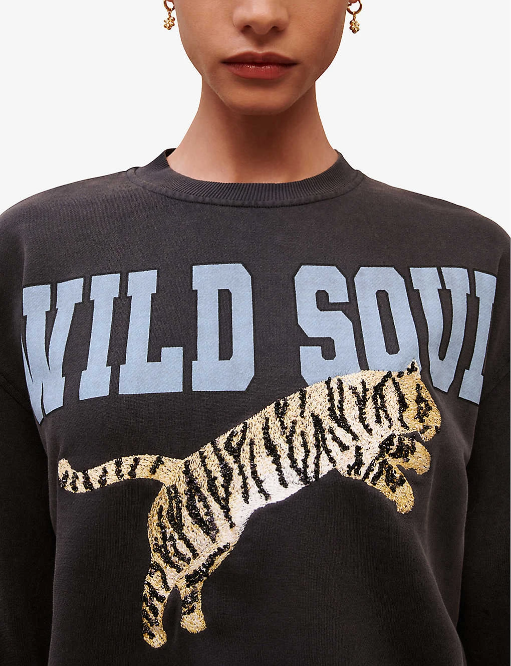 Maje Wild Soul Tiger-print Cotton-jersey Sweatshirt - Image 5