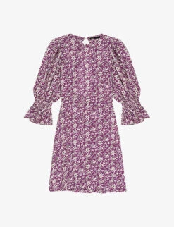 Maje Roniriqua Floral-print Linen-blend Mini Dress
