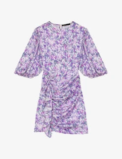 Maje Ruvard Floral-print Ruffled Woven Mini Dress